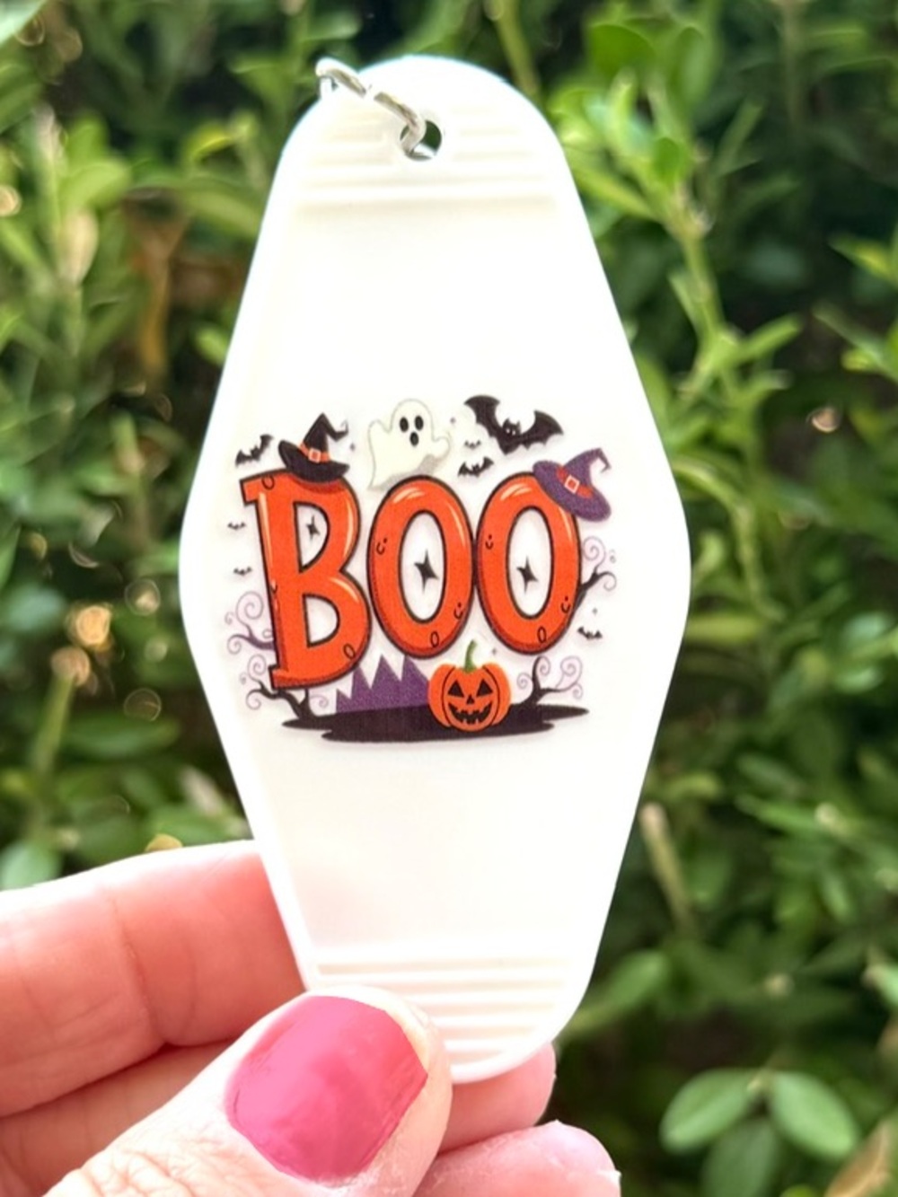Vintage style motel key 3.5 inch keychain Halloween-themed gift idea